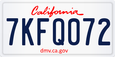 CA license plate 7KFQ072