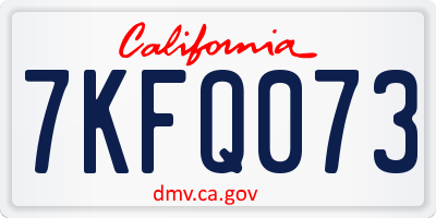 CA license plate 7KFQ073