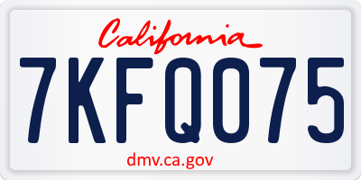 CA license plate 7KFQ075