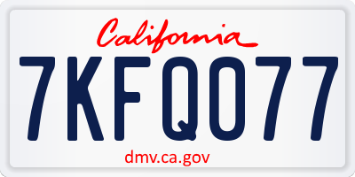 CA license plate 7KFQ077