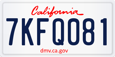 CA license plate 7KFQ081