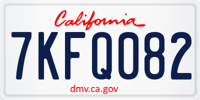 CA license plate 7KFQ082