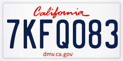 CA license plate 7KFQ083