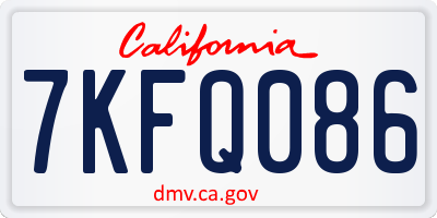 CA license plate 7KFQ086