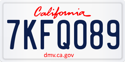 CA license plate 7KFQ089
