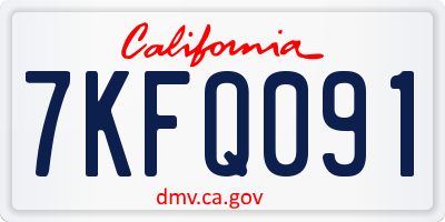 CA license plate 7KFQ091
