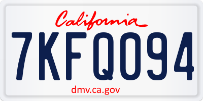 CA license plate 7KFQ094