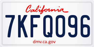 CA license plate 7KFQ096