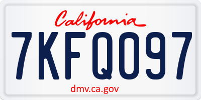 CA license plate 7KFQ097