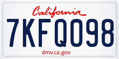 CA license plate 7KFQ098
