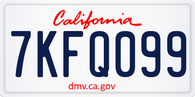CA license plate 7KFQ099