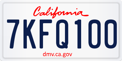 CA license plate 7KFQ100