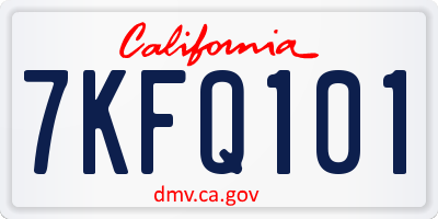 CA license plate 7KFQ101