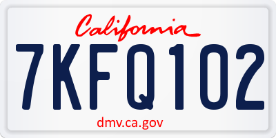 CA license plate 7KFQ102