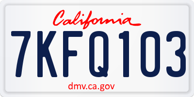 CA license plate 7KFQ103