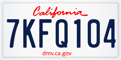 CA license plate 7KFQ104