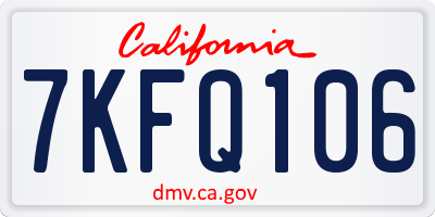 CA license plate 7KFQ106