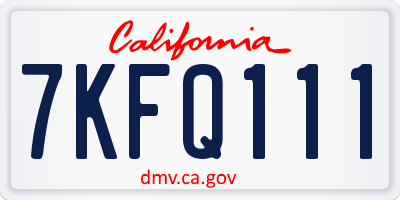 CA license plate 7KFQ111