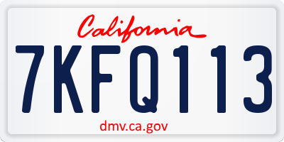 CA license plate 7KFQ113