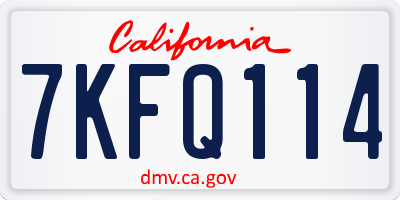 CA license plate 7KFQ114