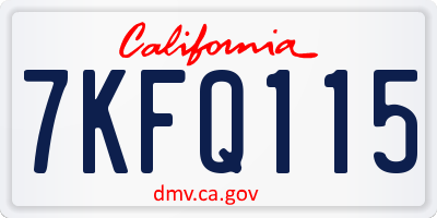 CA license plate 7KFQ115