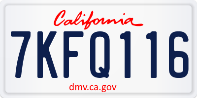 CA license plate 7KFQ116