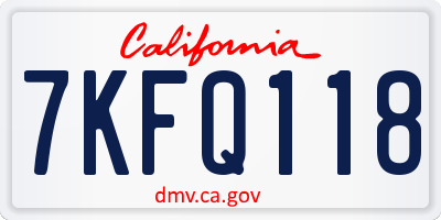 CA license plate 7KFQ118
