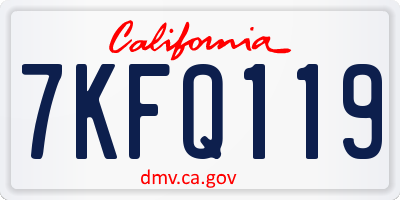CA license plate 7KFQ119