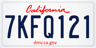 CA license plate 7KFQ121