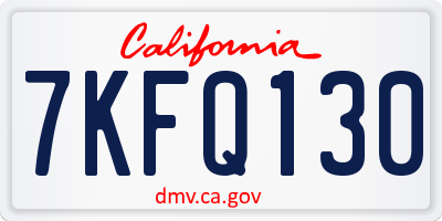 CA license plate 7KFQ130