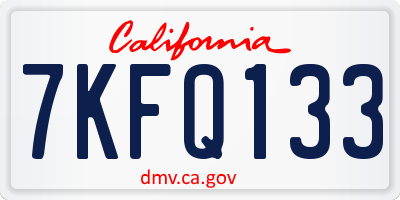CA license plate 7KFQ133