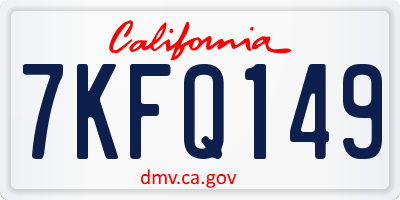 CA license plate 7KFQ149