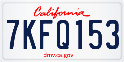 CA license plate 7KFQ153