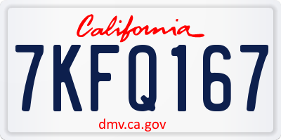 CA license plate 7KFQ167