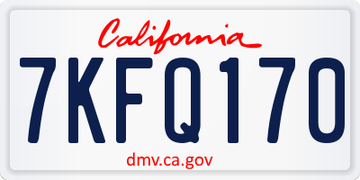 CA license plate 7KFQ170