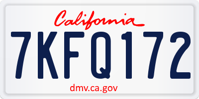 CA license plate 7KFQ172