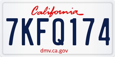 CA license plate 7KFQ174