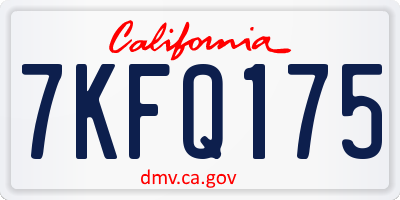 CA license plate 7KFQ175