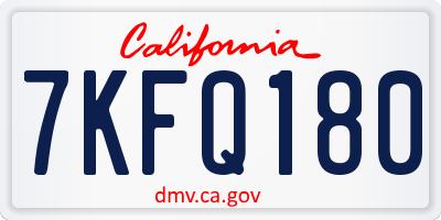 CA license plate 7KFQ180