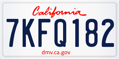CA license plate 7KFQ182