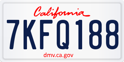 CA license plate 7KFQ188