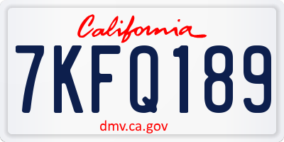 CA license plate 7KFQ189