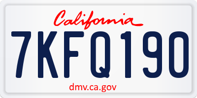 CA license plate 7KFQ190