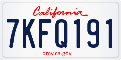 CA license plate 7KFQ191