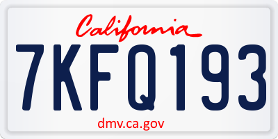 CA license plate 7KFQ193