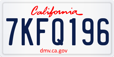 CA license plate 7KFQ196