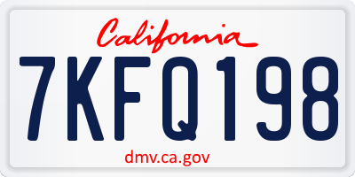 CA license plate 7KFQ198