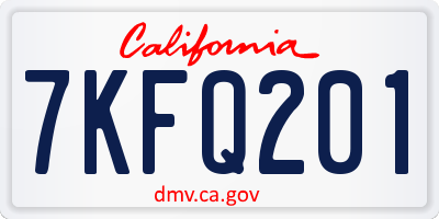 CA license plate 7KFQ201