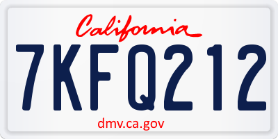 CA license plate 7KFQ212
