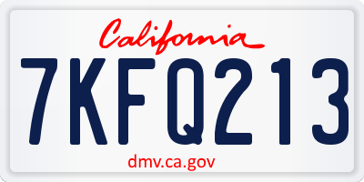 CA license plate 7KFQ213